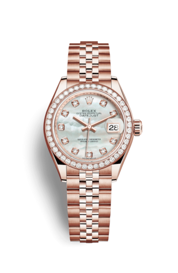 Rolex 279135rbr-0019 : Lady-Datejust 28 Everose Diamond / Jubilee / MOP