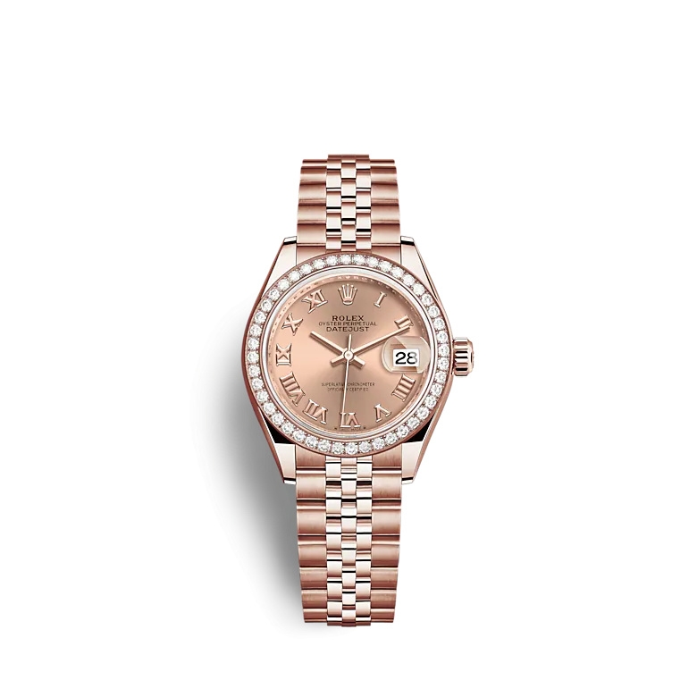 Rolex 279135RBR-0028 : Lady-Datejust 28 Rose Gold / Diamond / Rose - Roman / Jubilee