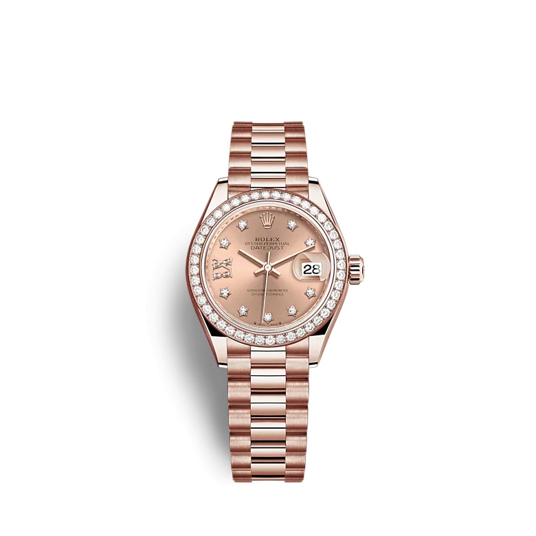 Rolex 279135RBR-0029 : Lady-Datejust 28 Rose Gold / Diamond / Rose - Diamond / President