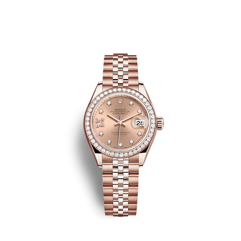 Rolex 279135RBR-0030 : Lady-Datejust 28 Rose Gold / Diamond / Rose - Diamond / Jubilee