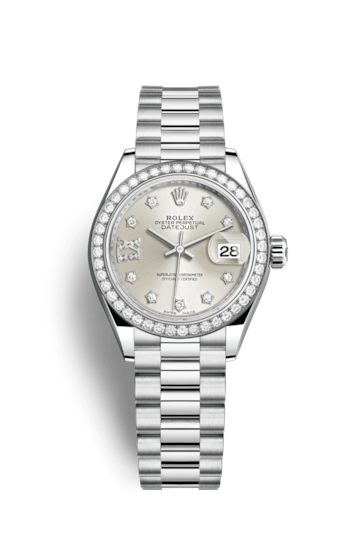 Rolex 279136rbr-0003 : Lady-Datejust 28 Platinum Diamond / President / Silver Diamonds