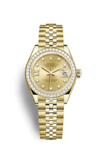 Rolex 279138RBR-0007 : Lady-Datejust 28 Yellow Gold Diamond / Jubilee / Champagne Diamonds
