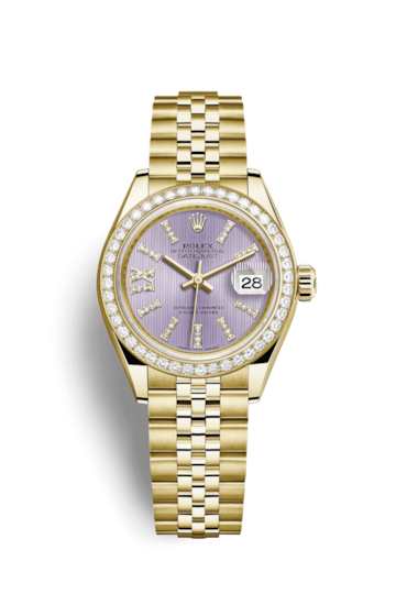 Rolex 279138rbr-0011 : Lady-Datejust 28 Yellow Gold Diamond / Jubilee / Lilac Diamonds