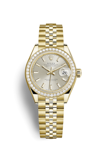 Rolex 279138RBR-0012 : Lady-Datejust 28 Yellow Gold Diamond / Jubilee / Silver