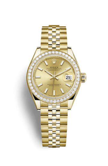 Rolex 279138RBR-0013 : Lady-Datejust 28 Yellow Gold Diamond / Jubilee / Champagne