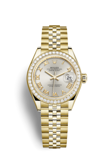 Rolex 279138RBR-0018 : Lady-Datejust 28 Yellow Gold Diamond / Jubilee / Silver Roman