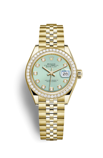 Rolex 279138rbr-0026 : Lady-Datejust 28 Yellow Gold Diamond / Jubilee / Green Diamond