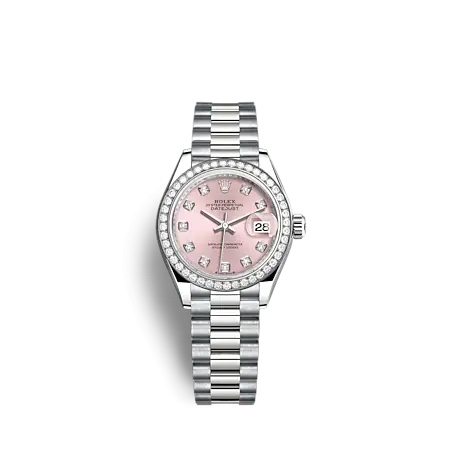 Rolex 279139RBR-0001 : Lady-Datejust 28 White Gold - Diamond / President / Pink - Diamond