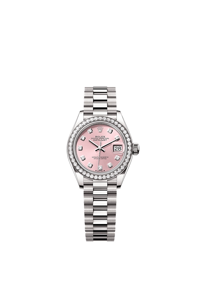 Rolex 279139RBR-0005 : Lady-Datejust 28 White Gold - Diamond / President / Pink - Diamond