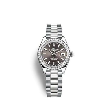 Rolex 279139RBR-0009 : Lady-Datejust 28 White Gold - Diamond / President / Grey