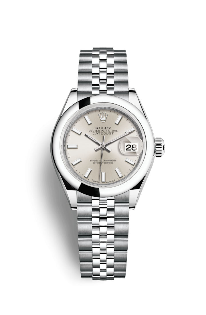 Rolex 279160-0005 : Lady-Datejust 28 Stainless Steel Domed / Silver / Jubilee