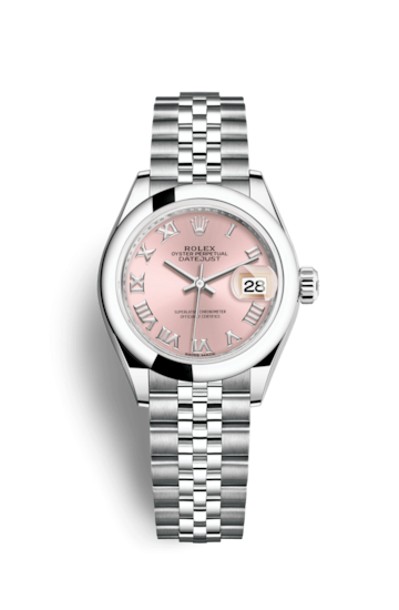 Rolex 279160-0013 : Lady-Datejust 28 Stainless Steel Domed / Jubilee / Pink Roman