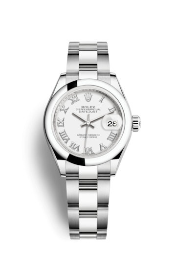 Rolex 279160-0016 : Lady-Datejust 28 Stainless Steel Domed / Oyster / White Roman