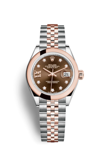 Rolex 279161-0003 : Lady-Datejust 28 Rolesor Rose Domed / Jubilee / Chocolate Diamond