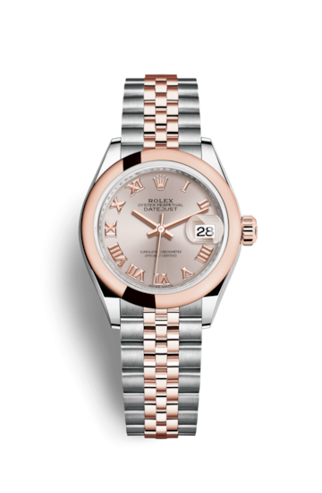 Rolex 279161-0005 : Lady-Datejust 28 Rolesor Rose Domed / Jubilee / Sundust Roman