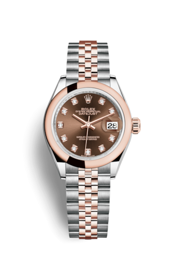 Rolex 279161-0011 : Lady-Datejust 28 Rolesor Rose Domed / Jubilee / Chocolate Diamond