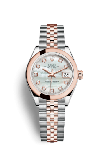 Rolex 279161-0013 : Lady-Datejust 28 Rolesor Rose Domed / Jubilee / MOP