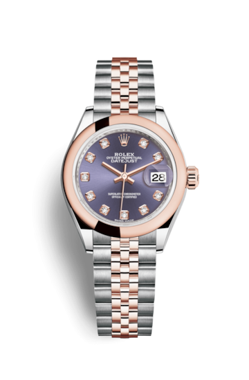 Rolex 279161-0015 : Lady-Datejust 28 Rolesor Rose Domed / Jubilee / Aubergine Diamonds