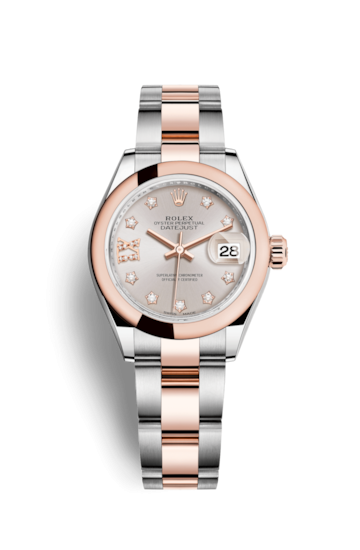 Rolex 279161-0019 : Lady-Datejust 28 Rolesor Rose Domed / Oyster / Sundust Diamond
