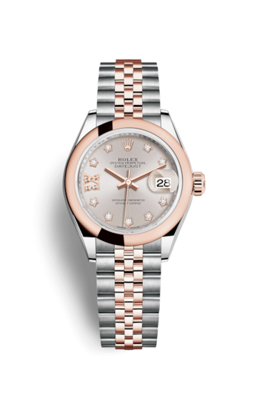 Rolex 279161-0020 : Lady-Datejust 28 Rolesor Rose Domed / Jubilee / Sundust Diamond