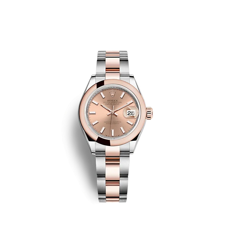 Rolex 279161-0024 : Lady-Datejust 28 Stainless Steel / Rose Gold / Domed / Rose / Oyster