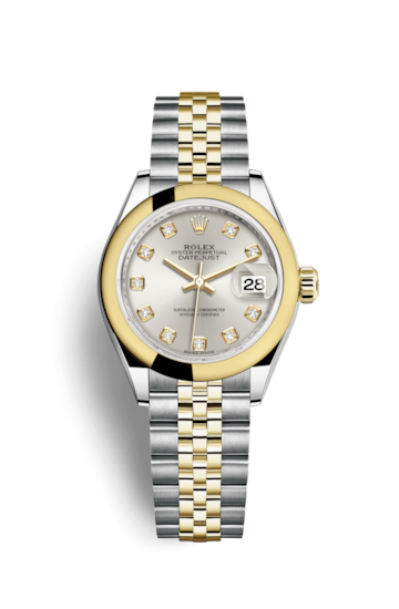 Rolex 279163-0007 : Lady-Datejust 28 Rolesor Yellow Domed / Jubilee / Silver Diamond
