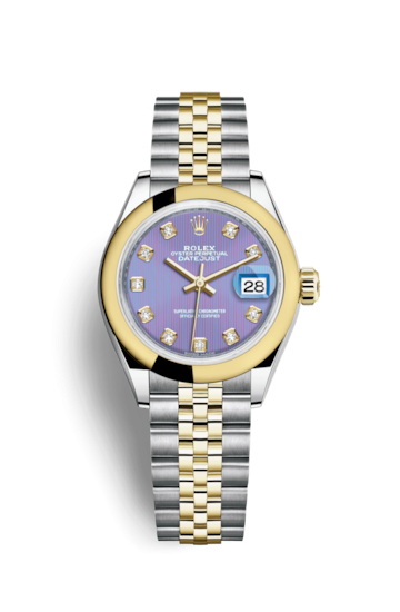 Rolex 279163-0017 : Lady-Datejust 28 Rolesor Yellow Domed / Jubilee / Lavender Diamond