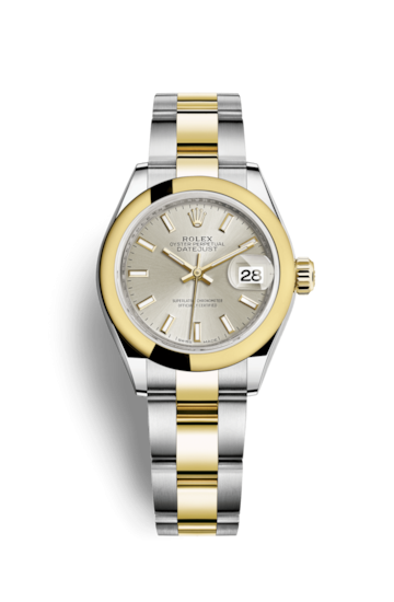 Rolex 279163-0020 : Lady-Datejust 28 Rolesor Yellow Domed / Oyster / Silver