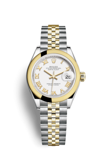 Rolex 279163-0023 : Lady-Datejust 28 Rolesor Yellow Domed / Jubilee / White Roman