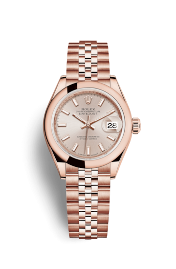 Rolex 279165-0003 : Lady-Datejust 28 Everose Domed / Jubilee / Sundust
