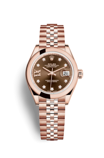 Rolex 279165-0004 : Lady-Datejust 28 Everose Domed  / Jubilee / Chocolate Diamond