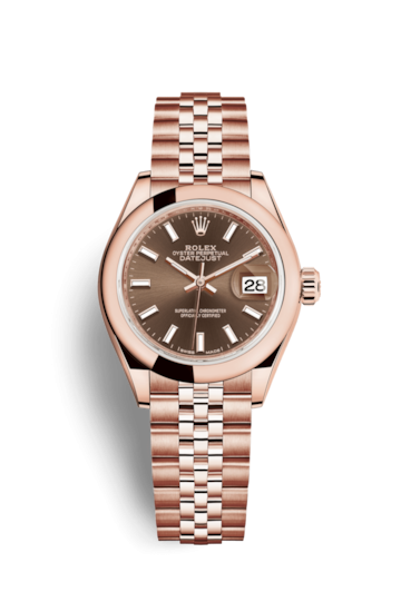Rolex 279165-0008 : Lady-Datejust 28 Everose Domed / Jubilee / Chocolate