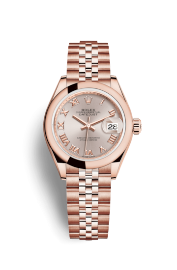 Rolex 279165-0010 : Lady-Datejust 28 Everose Domed / Jubilee /  Sundust Roman
