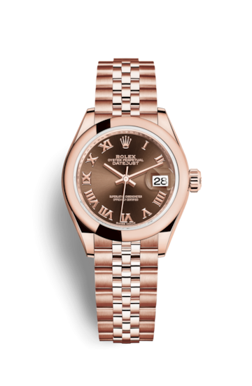 Rolex 279165-0014 : Lady-Datejust 28 Everose Domed  / Jubilee / Chocolate Roman