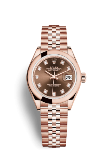 Rolex 279165-0016 : Lady-Datejust 28 Everose Domed  / Jubilee / Chocolate Diamond
