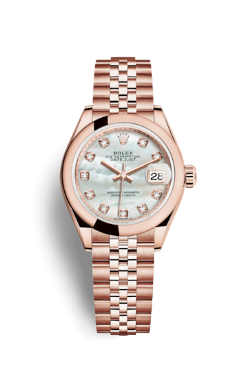 Rolex 279165-0018 : Lady-Datejust 28 Everose Domed / Jubilee / MOP