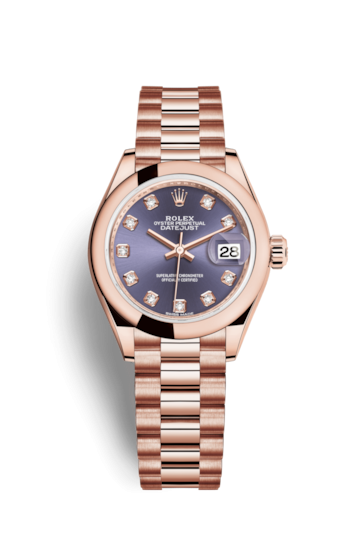 Rolex 279165-0019 : Lady-Datejust 28 Everose Domed / President / Aubergine