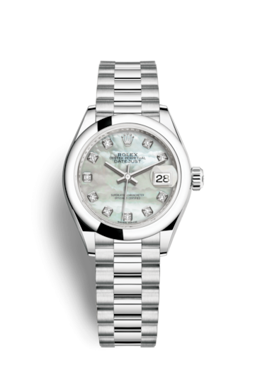 Rolex 279166-0008 : Lady-Datejust 28 Platinum Domed / President / MOP