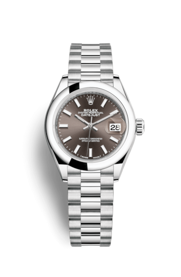 Rolex 279166-0009 : Lady-Datejust 28 Platinum Domed / President / Dark Grey