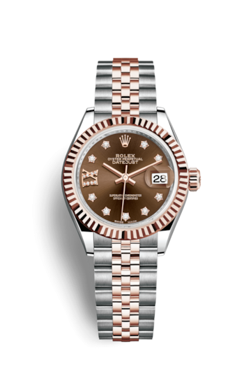 Rolex 279171-0003 : Lady-Datejust 28 Rolesor Rose Fluted / Jubilee / Chocolate Diamond