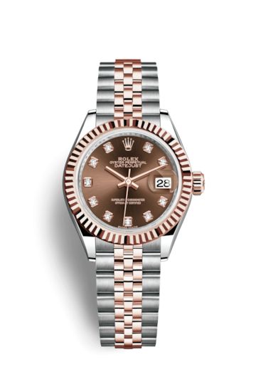 Rolex 279171-0011 : Lady-Datejust 28 Rolesor Rose Fluted / Jubilee / Chocolate Diamond