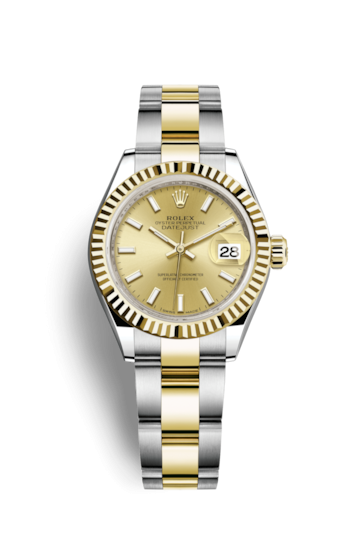 Rolex 279173-0002 : Lady-Datejust 28 Rolesor Yellow Fluted / Oyster / Champagne