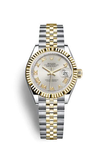 Rolex 279173-0005 : Lady-Datejust 28 Rolesor Yellow Fluted / Jubilee / Silver Roman