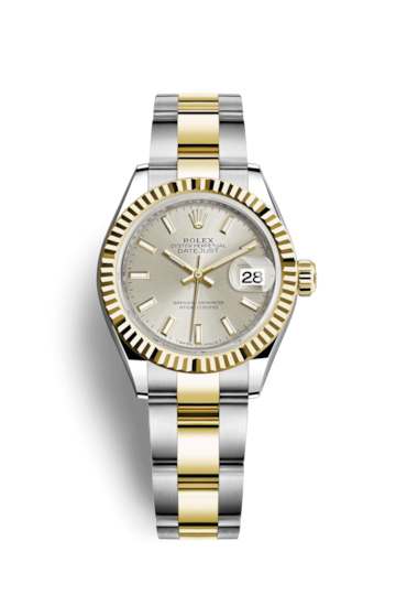Rolex 279173-0020 : Lady-Datejust 28 Rolesor Yellow Fluted / Oyster / Silver