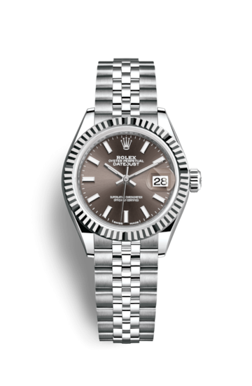 Rolex 279174-0011 : Lady-Datejust 28 Stainless Steel Fluted / Grey / Jubilee