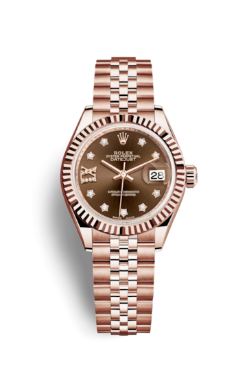 Rolex 279175-0004 : Lady-Datejust 28 Everose Fluted  / Jubilee / Chocolate Diamond
