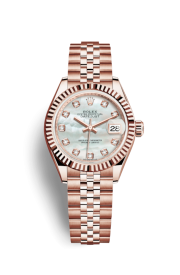 Rolex 279175-0018 : Lady-Datejust 28 Everose Fluted / Jubilee / MOP