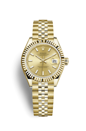 Rolex 279178-0003 : Lady-Datejust 28 Yellow Gold Fluted / Jubilee / Champagne