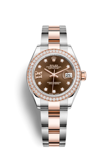 Rolex 279381RBR-0004 : Lady-Datejust 28 Rolesor Rose Diamond / Oyster / Chocolate Diamond