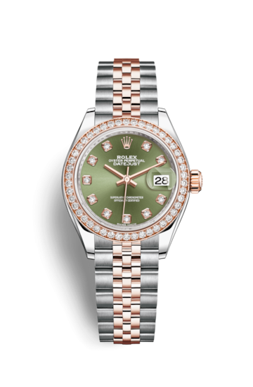 Rolex 279381RBR-0007 : Lady-Datejust 28 Rolesor Rose Diamond / Jubilee / Olive Diamond